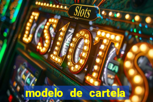 modelo de cartela de bingo em branco